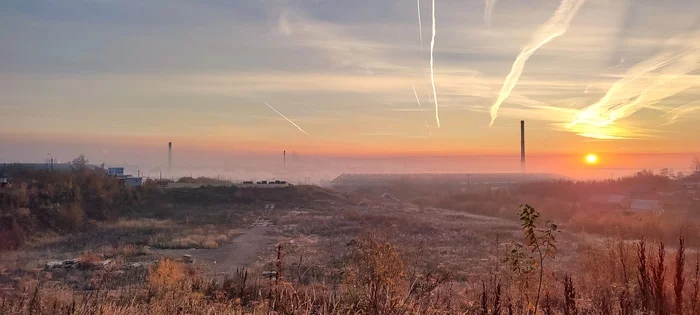 Morning - Industrial zone, Fog, Sunrise