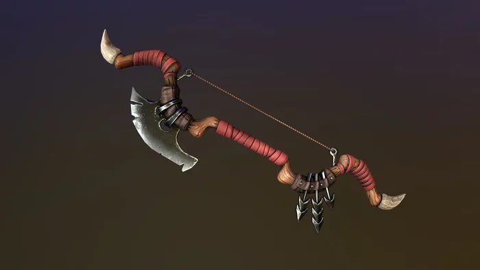 Stylized bow - Моё, 3D, 3D моделирование, 3DS max, Zbrush, Substance painter