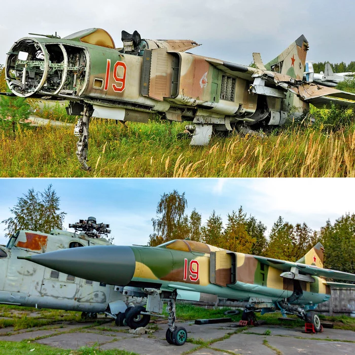 The unique MiG-23MLAE aircraft was restored at the Central Museum of the Air Force in Monino - My, Aviation, Airplane, Technics, Monino, BBC Museum, Aviation Museum, Mig-23, the USSR, , Military equipment, Fighter, Longpost