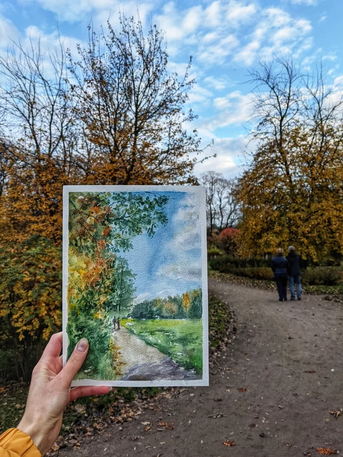 Парочка. Осень - Акварель, Осень, Пара