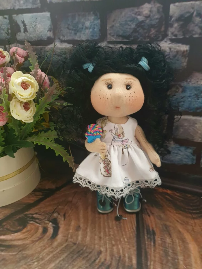 cheeky doll - My, Doll, Textile doll, Handmade dolls, Interior doll, Handmade, Needlework without process, Needlework, With your own hands, , beauty, Longpost