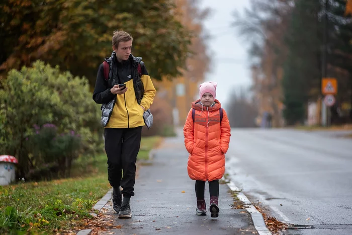 Brother and sister - My, Autumn, Children, Town, Tutaev