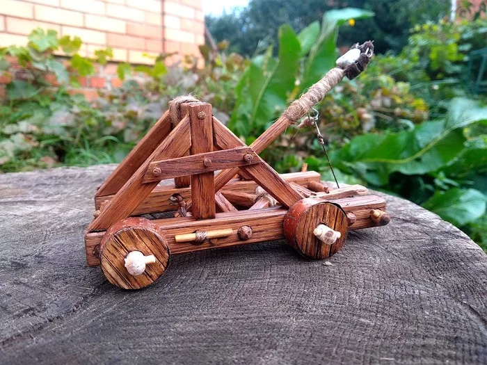 DIY catapult - My, Catapult, With your own hands, Carpenter, Longpost, Video, Needlework without process