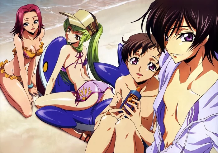 On vacation - Anime art, Anime, Kallen Stadtfeld, , Lelouch Lamperouge, Code geass, , 