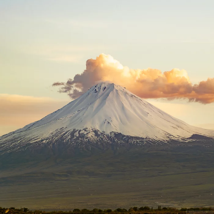 Small Ararat at sunset - My, The photo, Armenia, Landscape, Nikon, The mountains, Ararat, Sunset