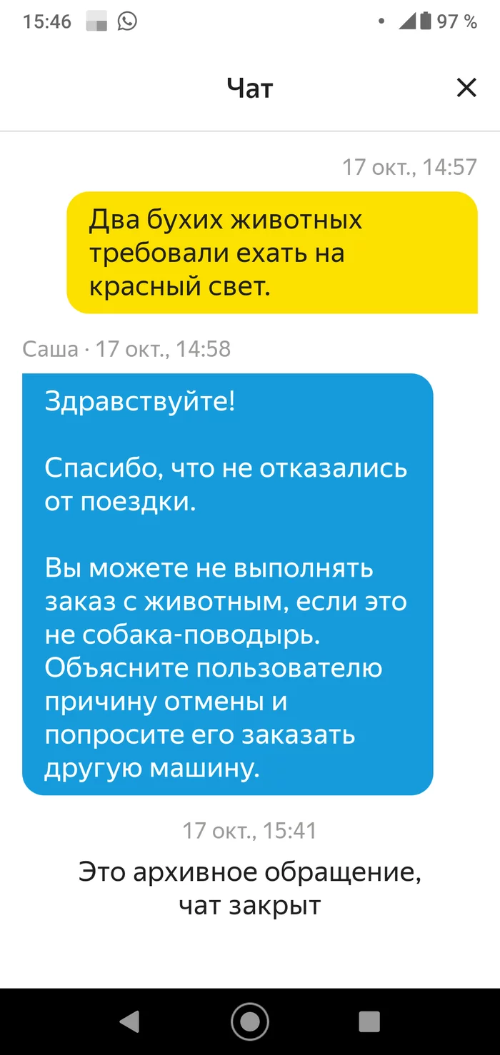 Поддержка Яндекс такси на высоте - Моё, Яндекс Такси, Такси, Скриншот