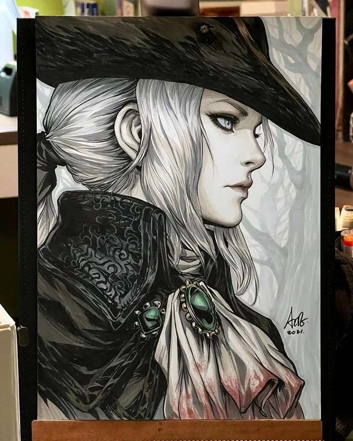 Леди Мария из Астральной часовой башни - Рисунок, Bloodborne, Lady Maria, Девушки, Artgerm, Арт