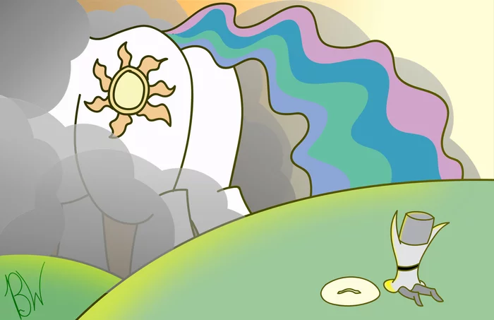 The sun appeared from behind the clouds - My little pony, Princess celestia, MLP crossover, Dark souls, Praise the sun