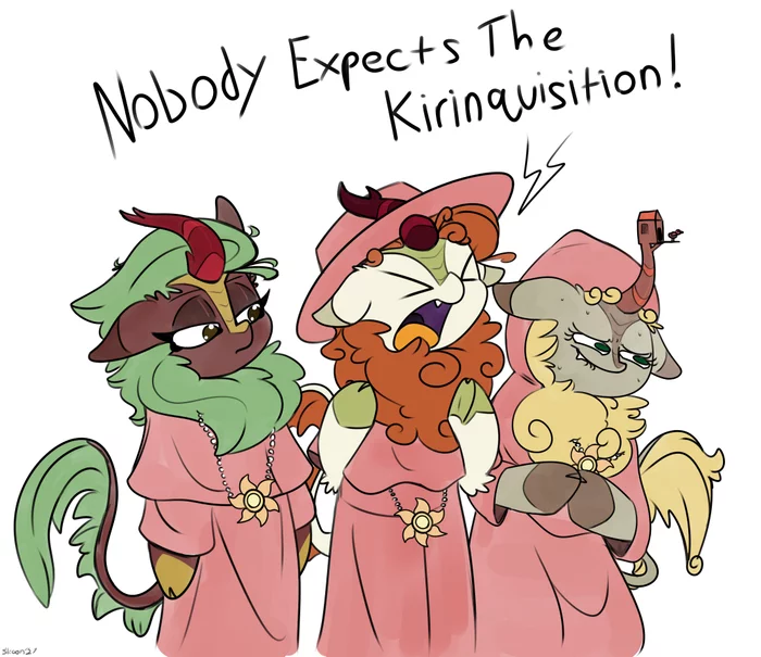 The Kirinquisition - My little pony, Autumn blaze, Cinder glow, Original character, MLP Kirin, Monty Python