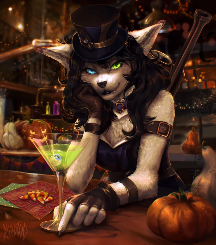 Halloween - Фурри, Антро, Арт, Furry Cat, Mirtrud