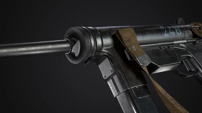 M3A1 Grease Gun - My, 3D modeling, Render, Pbr, Longpost