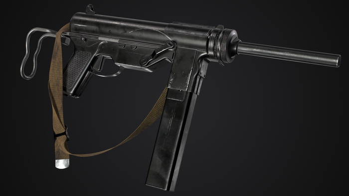 M3A1 Grease Gun 3D , , Pbr, 