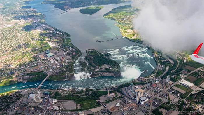 Above Niagara Falls - My, Waterfall, Niagara Falls, Canada, USA, Flight, The border