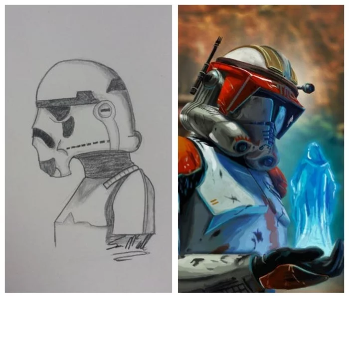 Found an old sketch I made around 2013 and compared it to a painting I did recently - Drawing, Painting, It Was-It Was, Art, Reddit