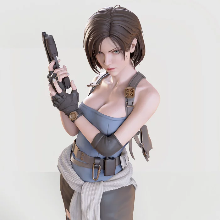 Jill Valentine by Linyang Chen - Jill valentine, Resident evil, Art, Games, Game art, 3D, Zbrush, Girls, Longpost, , 