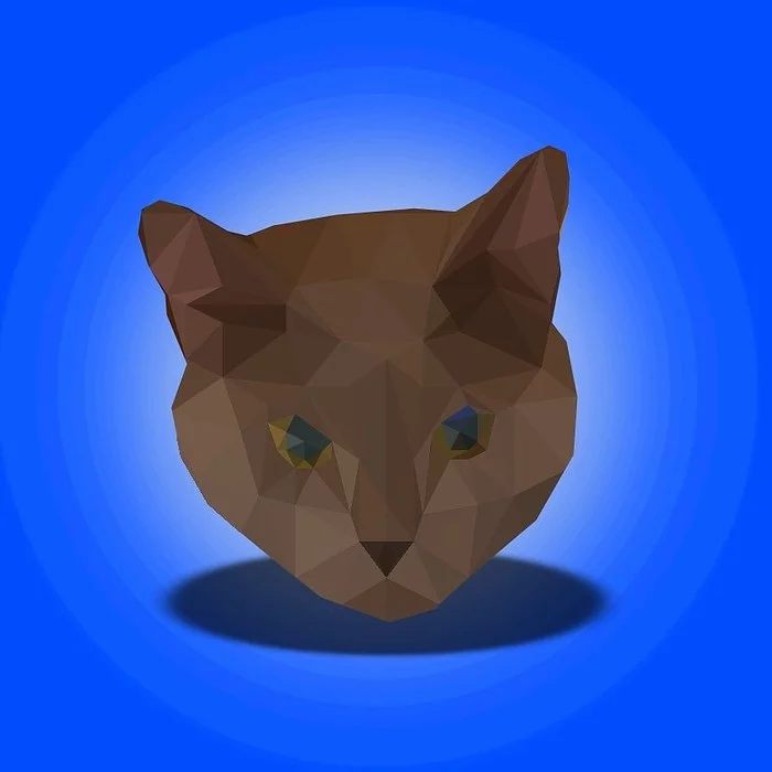 Cat portrait - My, Drawing, Digital drawing, Low poly, Portrait, cat, Art