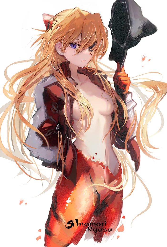 Asuka - NSFW, Аниме, Anime Art, Asuka Langley, Evangelion, Арт, Девушки, Сиськи