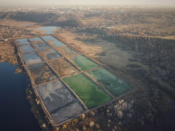 Silt fields of Barnaul - My, Sump, Sewage, Ecology, Aerial photography, Drone, Longpost, Barnaul