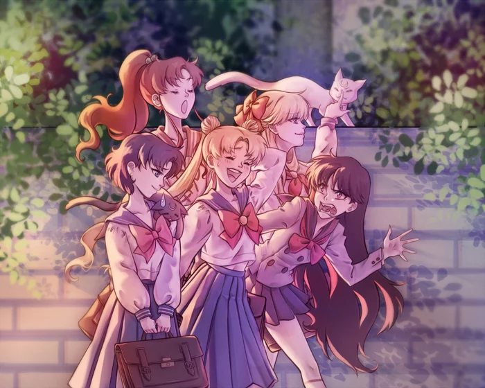 Подружки ^_^ - Sailor Moon, Аниме, Anime Art, Sailor Mercury, Sailor Mars, Sailor Jupiter, Sailor Venus