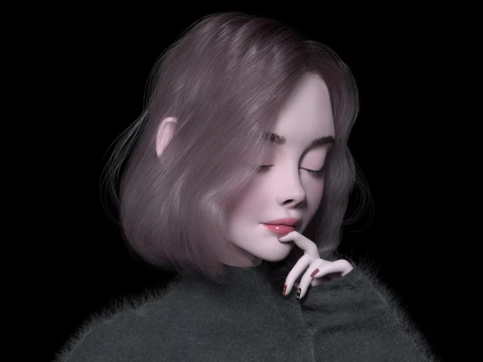 3D model of a girl - My, Blender, Zbrush, Art, Characters (edit)