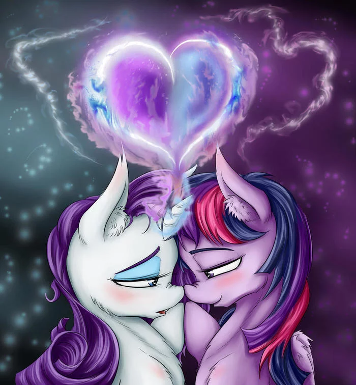 The magic of love... - My little pony, PonyArt, Twilight sparkle, Rarity, Alcor, MLP Lesbian, Shipping