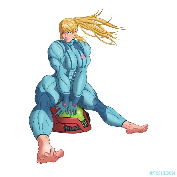 Samus Aran - NSFW, Muscleart, Strong girl, Sleep-Sleep, Extreme muscles, Samus aran, Metroid, Body-building, Bodybuilders, Hand-drawn erotica, 