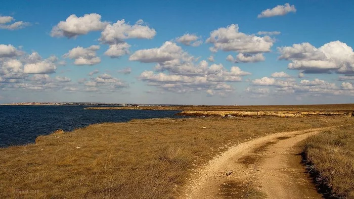 Дорога к морю - Моё, Степь, Черное море, Облака, Дорога, Крым, Тарханкут, Фотография