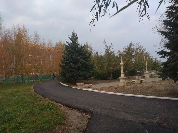 Village atmosphere - My, Autumn, Village, Tree, The park, Road, The photo