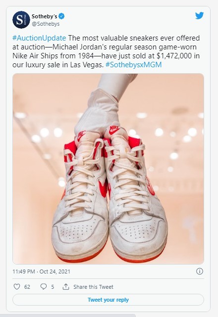Michael Jordan's sneakers sold for $1.472 million - My, Michael Jordan, Sneakers