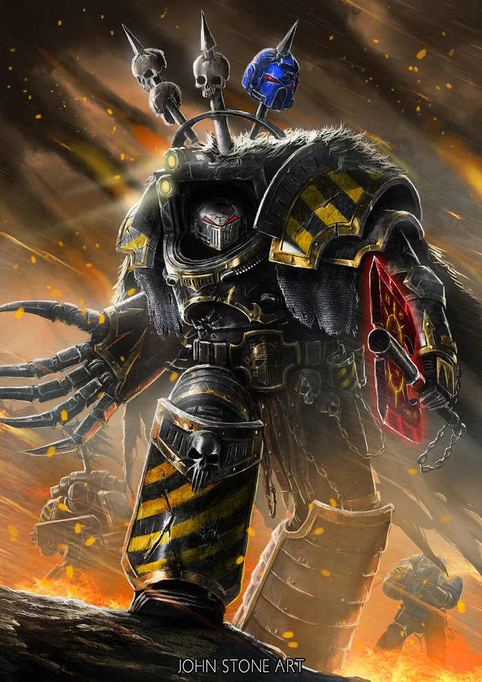 Warsmith Tharrax byJohn Stone Warhammer 40k, Wh Art, Chaos Space marines, Iron Warriors