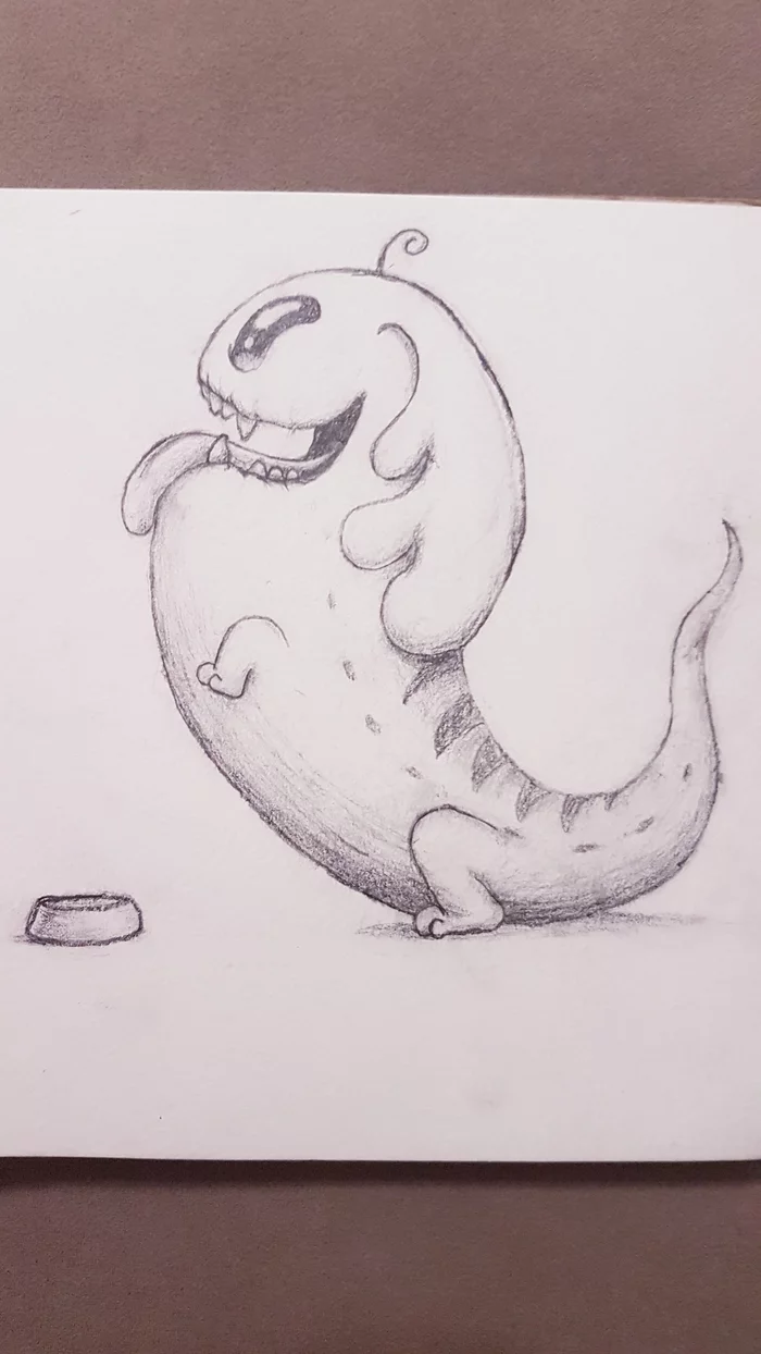 I want to eat - My, Drawing, Monster, Pencil drawing, Learning to draw