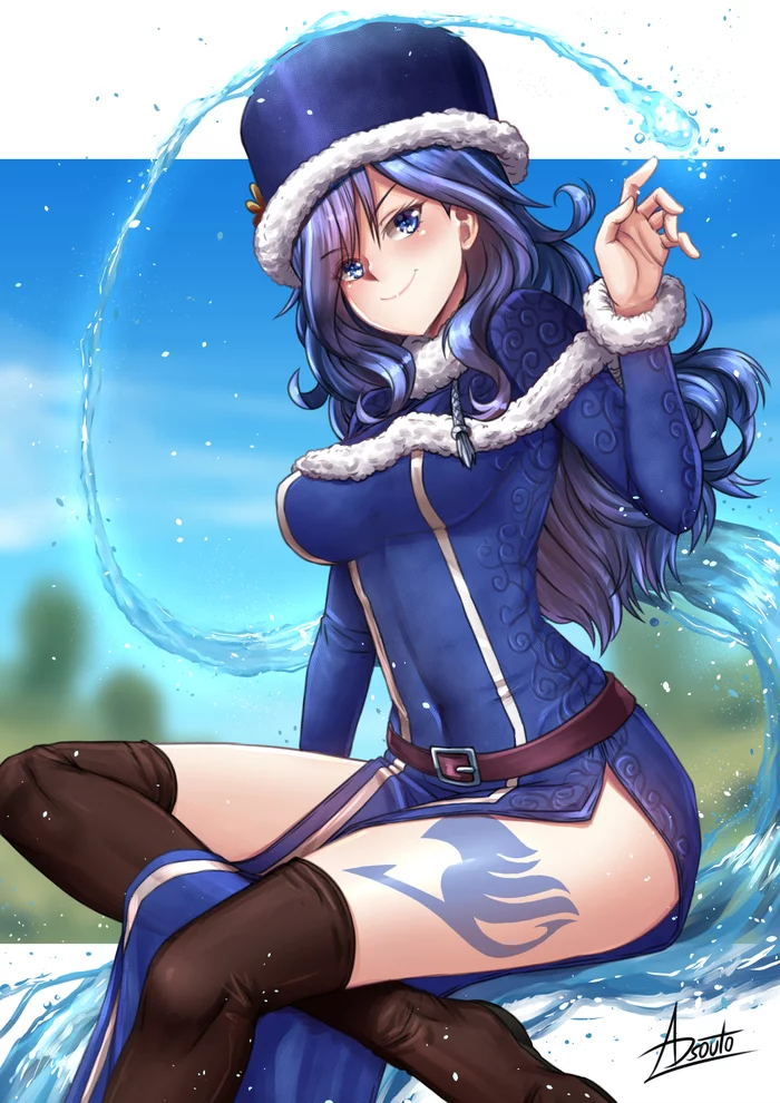 Hot Juvia - NSFW, Аниме, Anime Art, Fairy Tail, Juvia Lockser, Купальник, Сиськи, Чулки, Рисованная эротика, Эротика, Длиннопост