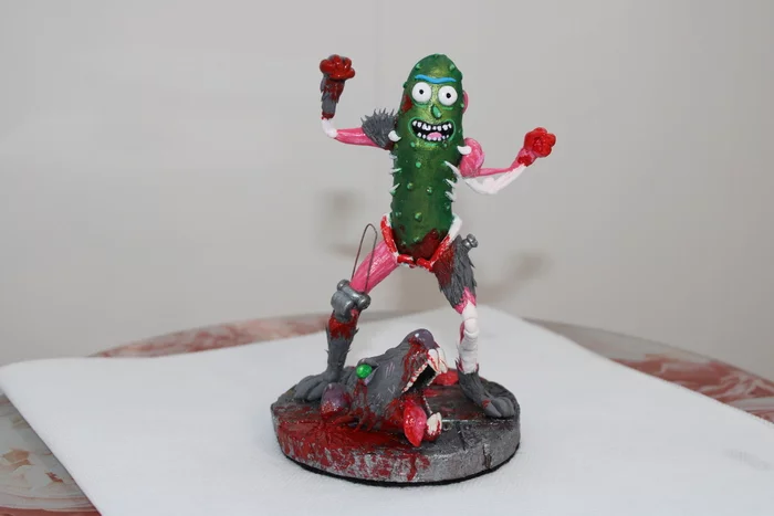 Pickle Rick - My, Needlework, Crafts, With your own hands, Handmade, Rick gherkin, Rick, Rat, Figurines, , Monster, Longpost, Needlework without process