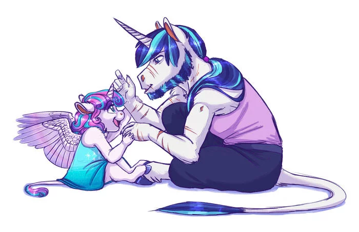 Father and daughter - My little pony, PonyArt, Shining armor, Flurry heart, Anthro