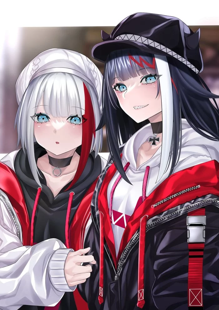 Admiral Graf Spee & Deutschland - Аниме, Anime Art, Azur Lane, Admiral Graf Spee, Deutschland (Azur Lane), Чокер