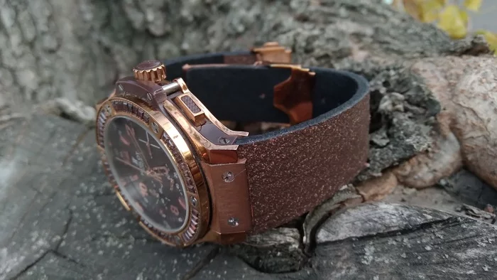 Watch strap for Hublot. - My, Needlework with process, Leather products, With your own hands, Natural leather, Clock, Wrist Watch, Strap, Accessories, , Presents, Womens, Women's Forum, Handmade, Longpost