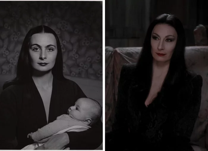 Soaked up the role with mother's milk - The photo, Actors and actresses, The Addams Family, Parents and children, Mum, Daughter, Mortisha Addams, Angelica Huston, Movies