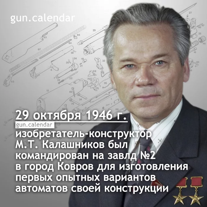 Gunsmith Calendar October 29 - Weapon, The calendar, Zhzl, Longpost, Kalashnikov assault rifle, Mikhail Kalashnikov