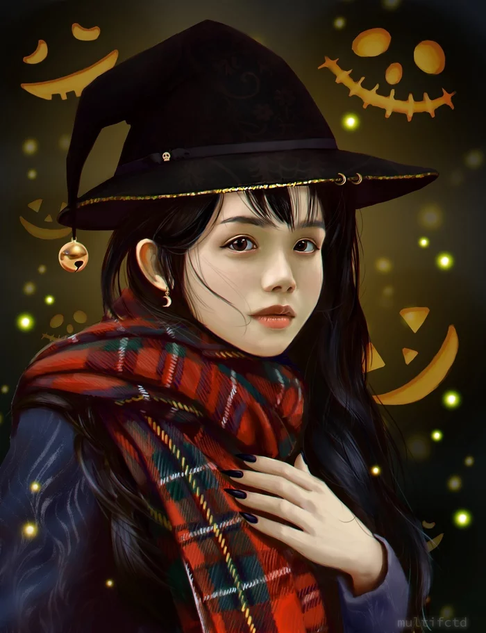 Happy halloween - My, Halloween, Drawing, Digital drawing, Portrait