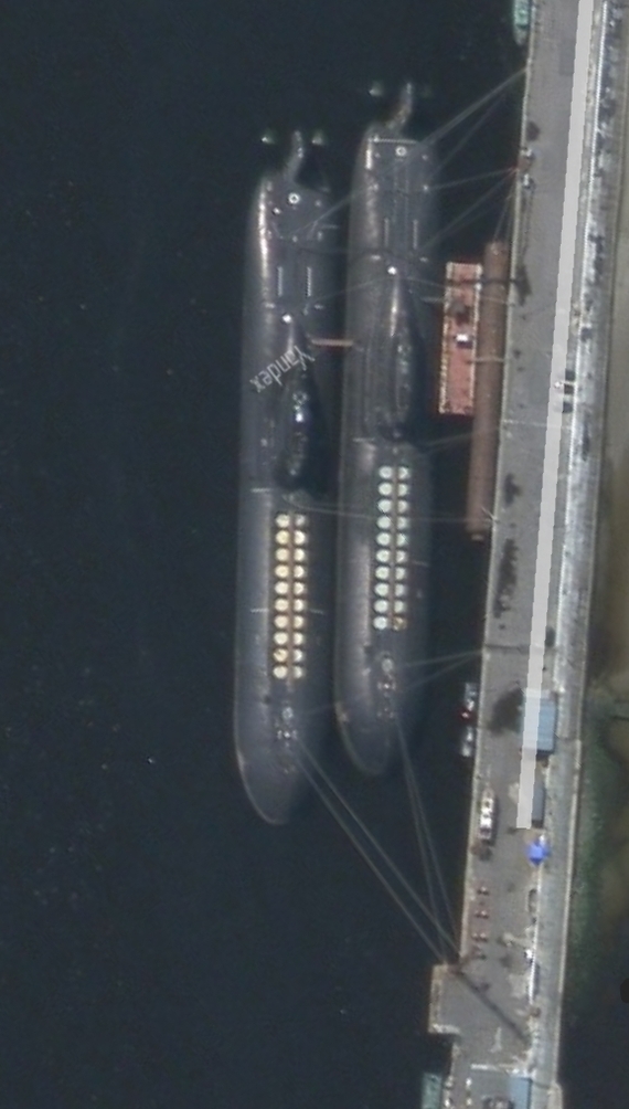 Beauty in the hands. View from space - Severodvinsk, Nuclear submarine, Weapon, Triad, Screenshot