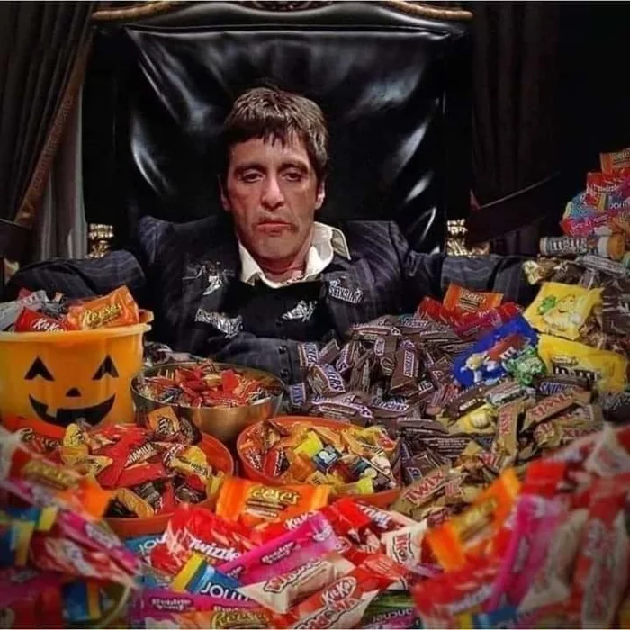 Happy Halloween - Halloween, Scarface (film), 80-е, VHS, Al Pacino, Humor, Candy