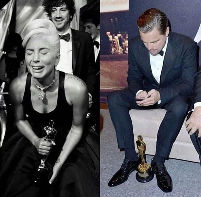 There are two types of people - Oscar, Actors and actresses, The photo, Lady Gaga, Leonardo DiCaprio, Emotions, Repeat