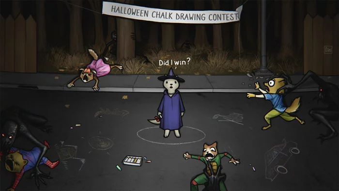 Halloween Chalk Drawing Contest - Furry, Comics, Halloween, Oini