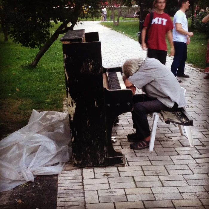 “The violinist was tired, he took a sip of wine, pulling on his tailcoat” ... - My, Street musicians, Humor, Drunk