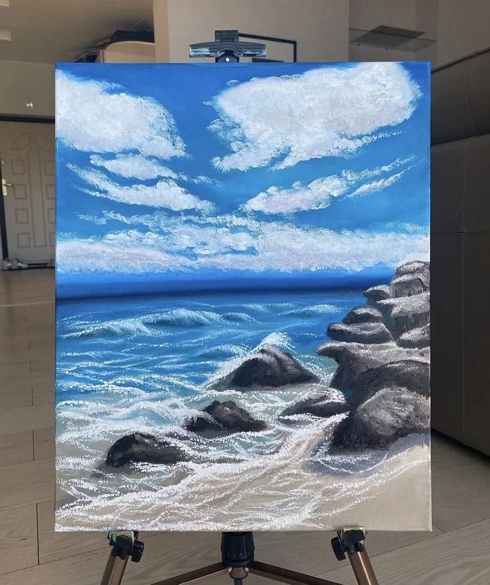 Canvas. - My, Oil painting, Landscape, Sky