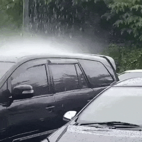 When your car is the only one washed in the parking lot - Auto, Rain, Indonesia, Luck, GIF