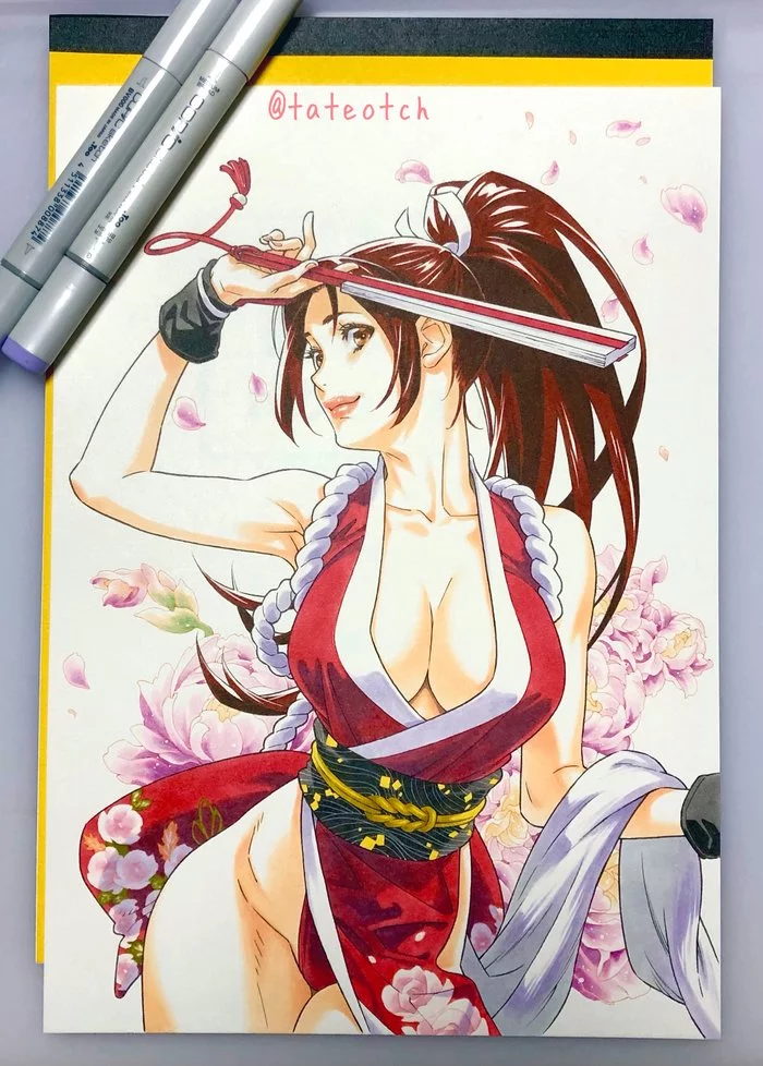 Mai Shiranui by Retsu Tateo - NSFW, Mai Shiranui, The king of fighters, Art, Girls, Games, Game art, Drawing process, Longpost, Retsu Tateo