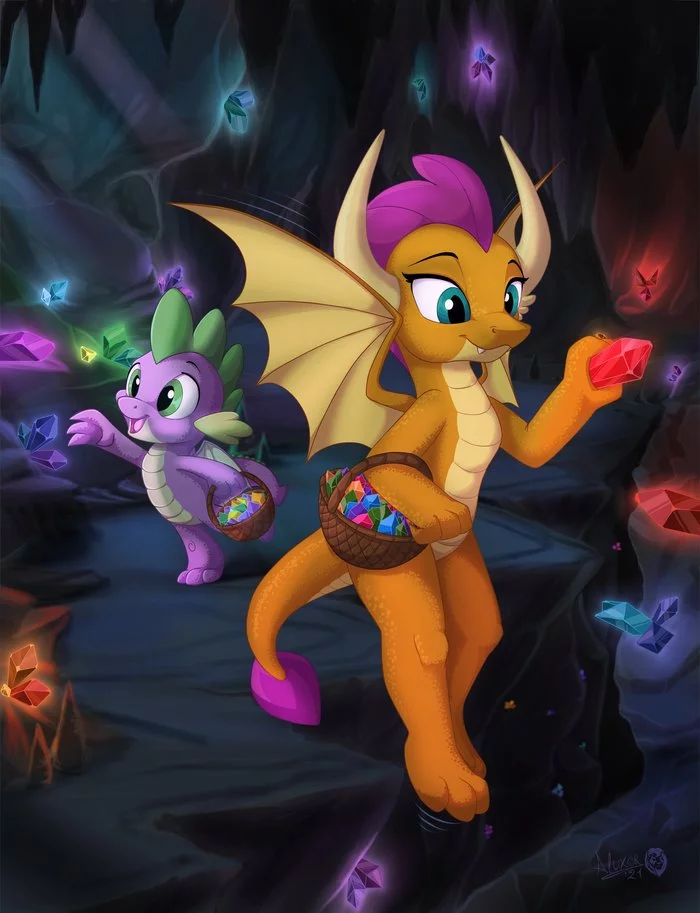 Went to the cave for a snack... - My little pony, Spike, Smolder