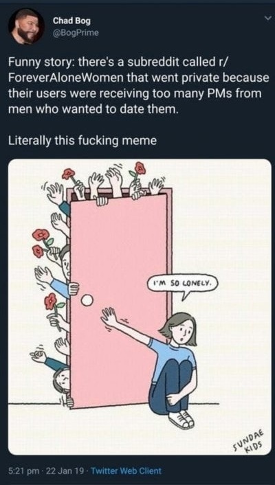 Always single women - Reddit, Relationship, Loneliness, Twitter