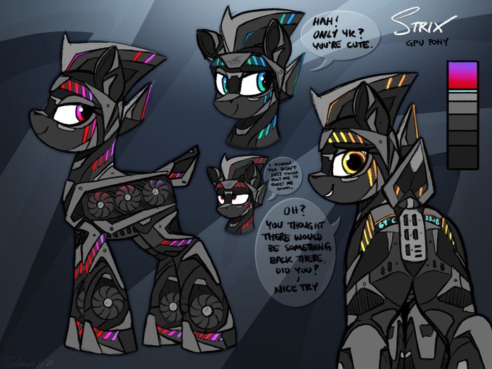 Asus ROG Strix GPU pony My Little Pony, Ponyart, Original Character, , , MLP Edge, Selenophile